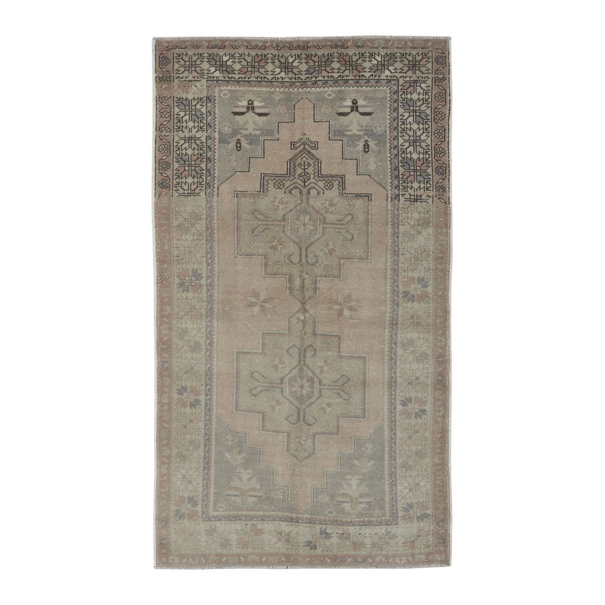 Turkish Anatolian area rug in taupe and greige, 4'4" x 7'10"