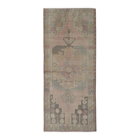 Turkish Anatolian runner rug in dusty rose and greige, 3'8" x 8'2"