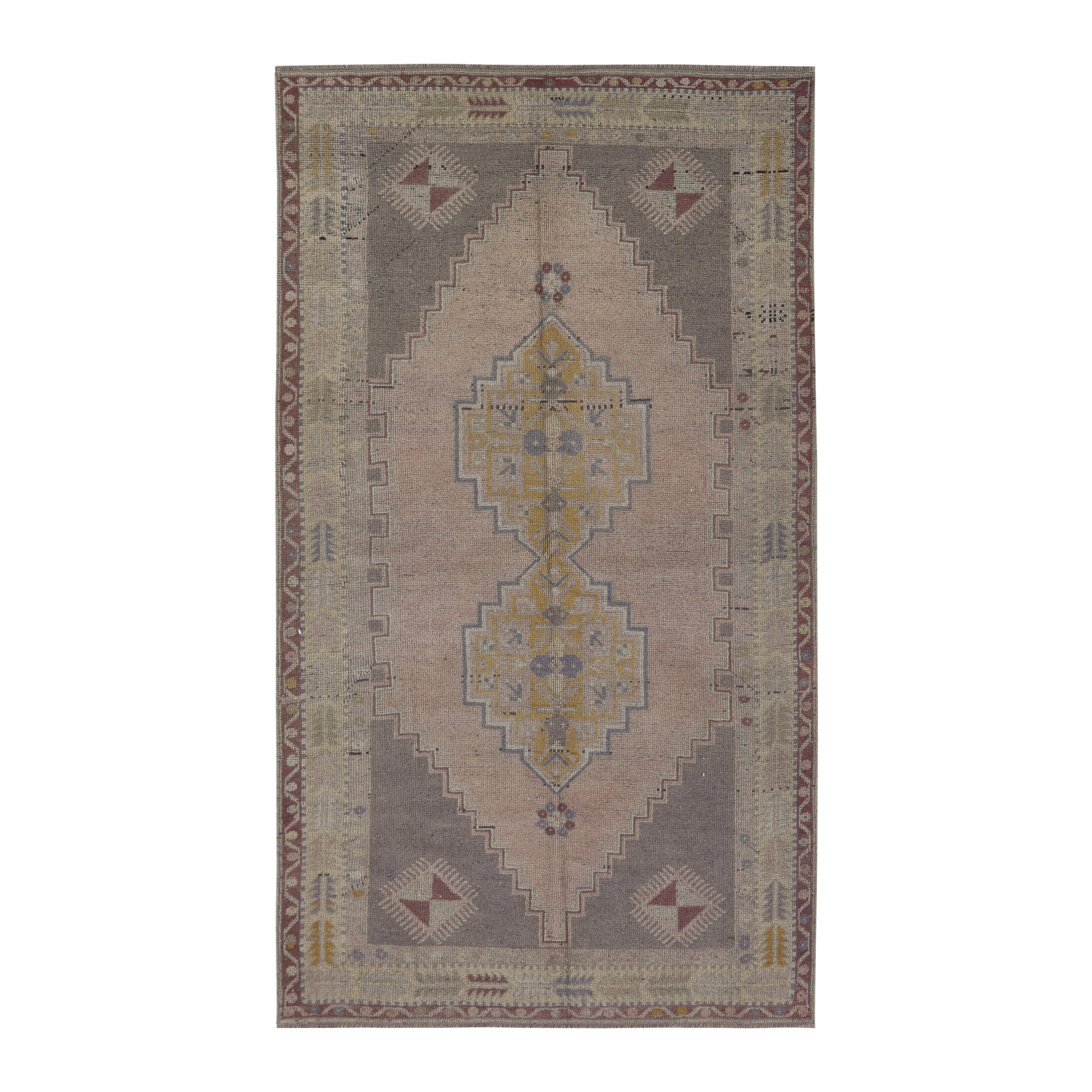 Turkish Anatolian area rug in taupe and greige, 3'10" x 6'11"