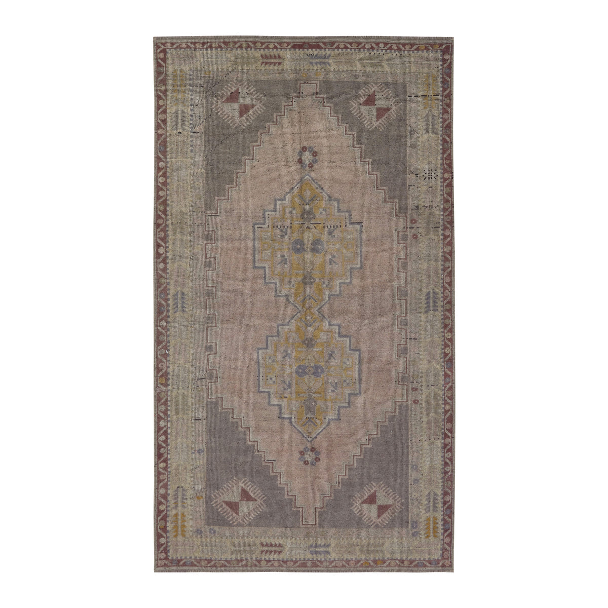 Turkish Anatolian area rug in taupe and greige, 3'10" x 6'11"