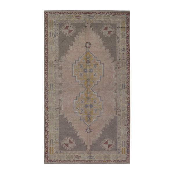 Turkish Anatolian area rug in taupe and greige, 3'10" x 6'11"