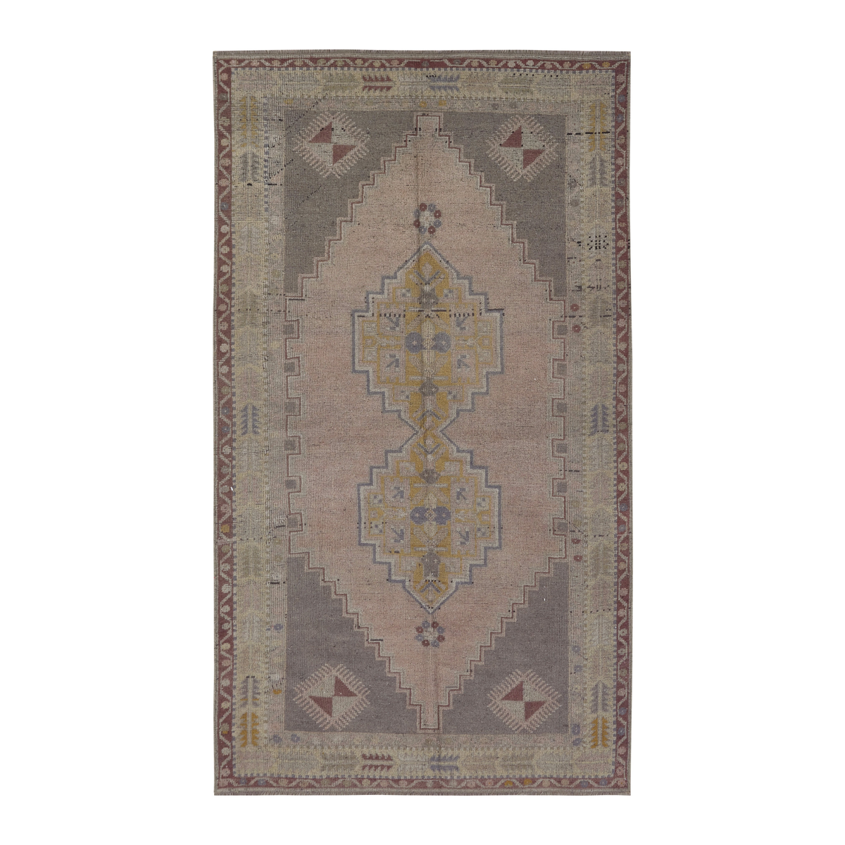 Turkish Anatolian area rug in taupe and greige, 3'10" x 6'11"