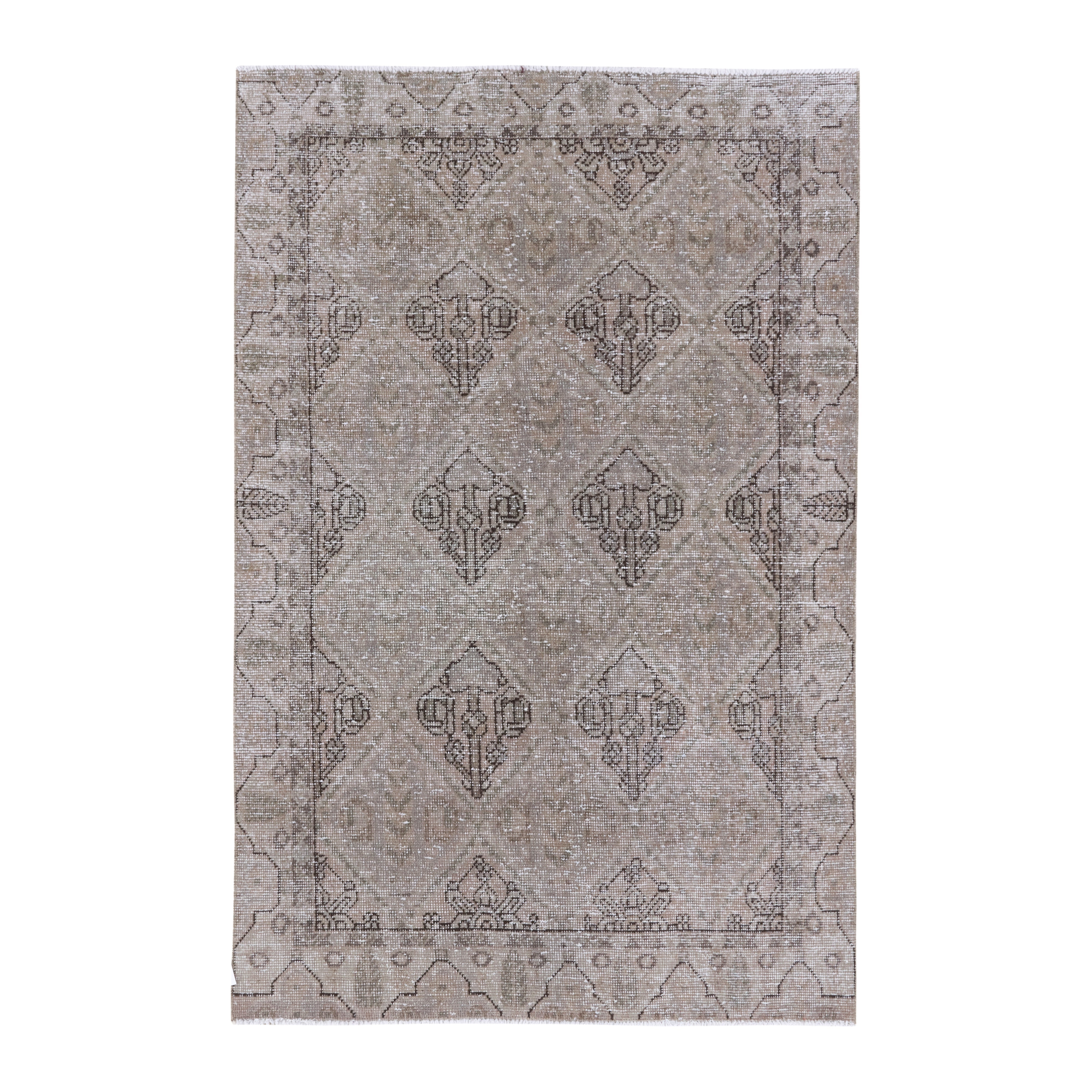Persian Bakhtiari accent rug in taupe and greige, 4'2" x 6'7"