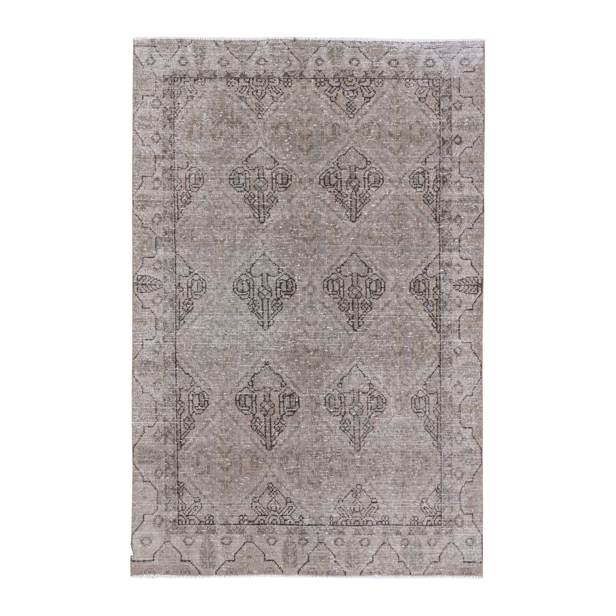 Persian Bakhtiari area rug in taupe and greige, 4'2" x 6'7"
