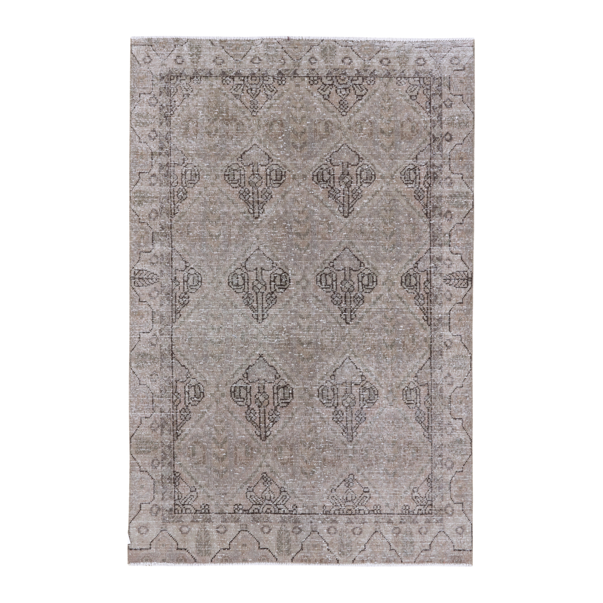 Persian Bakhtiari accent rug in taupe and greige, 4'2" x 6'7"