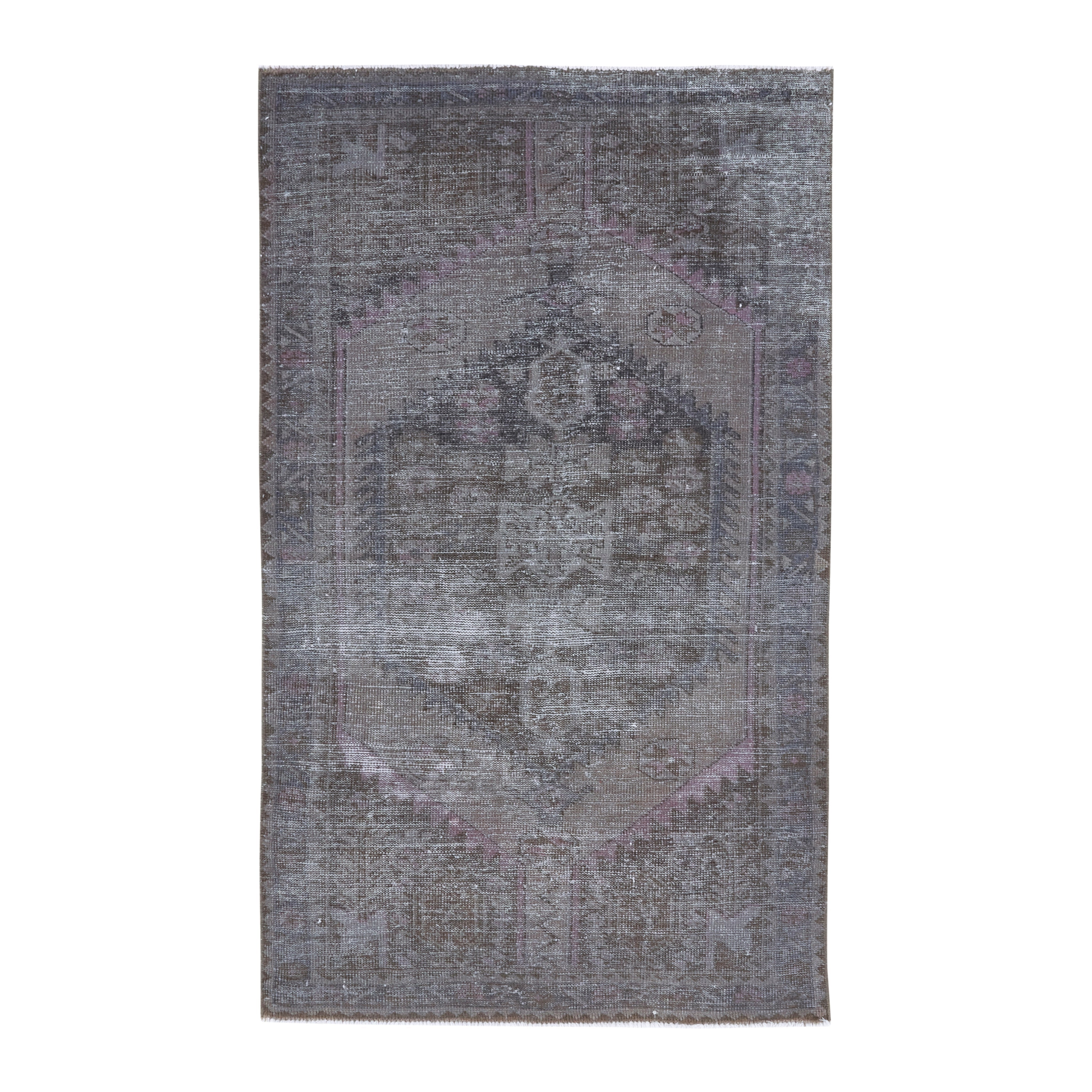 Persian Zanjan accent rug in smoke and dusty rose, 3'4" x 5'9"