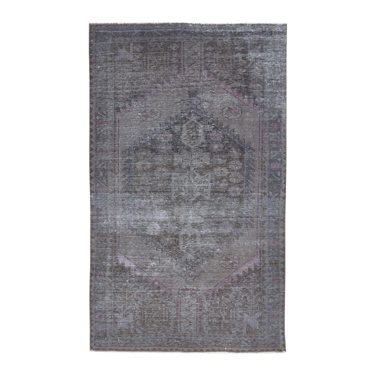 Persian Zanjan accent rug in smoke and dusty rose, 3'4" x 5'9"