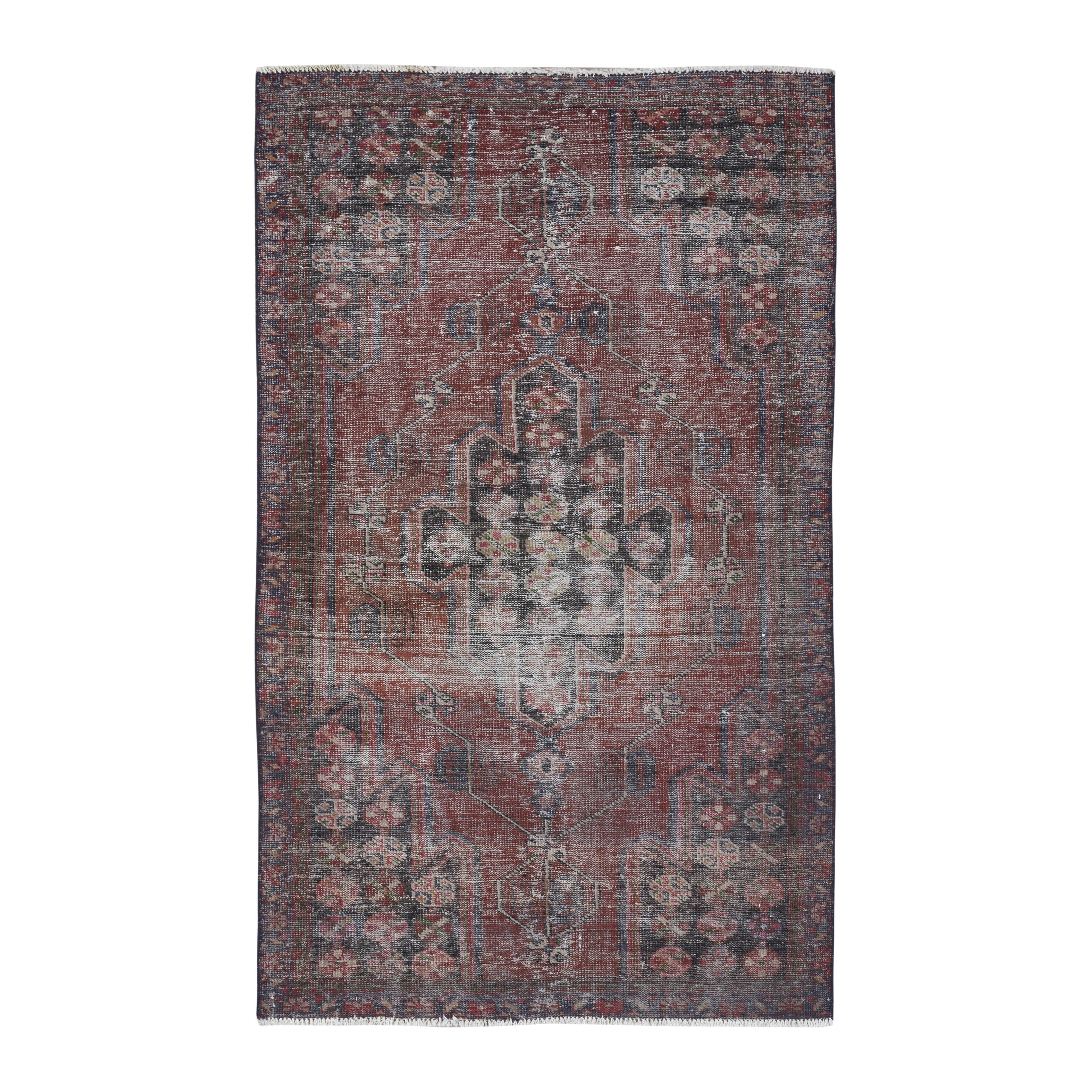 Persian Saveh area rug in burgundy and faded red, 4' x 6'10"