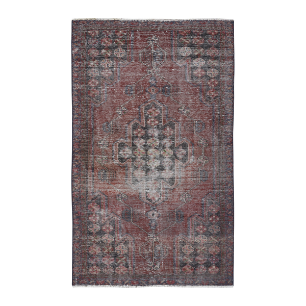 Persian Saveh area rug in burgundy and faded red, 4' x 6'10"