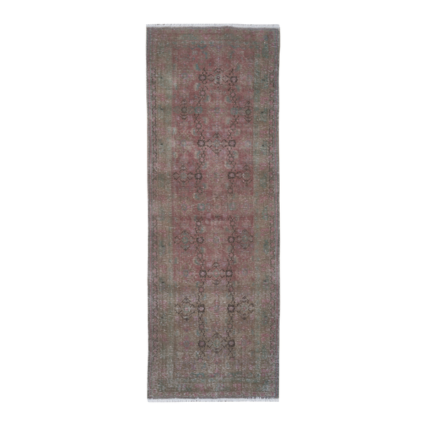 Persian Hamadan runner rug in dusty rose and faded red, 3'5" x 9'5"