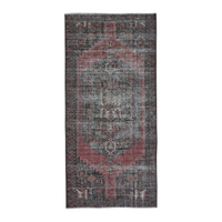 Persian Saveh runner rug in faded red and charcoal, 3'7" x 7'9"
