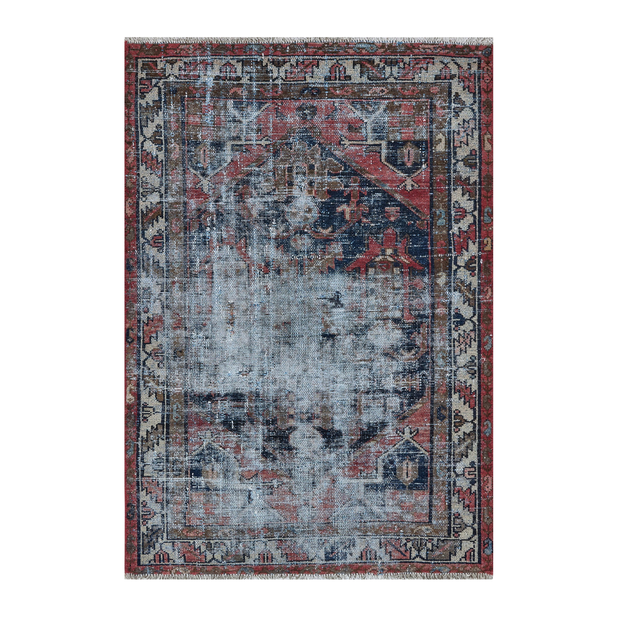 Persian Saveh accent rug in powder blue and faded red, 3'3" x 4'10"