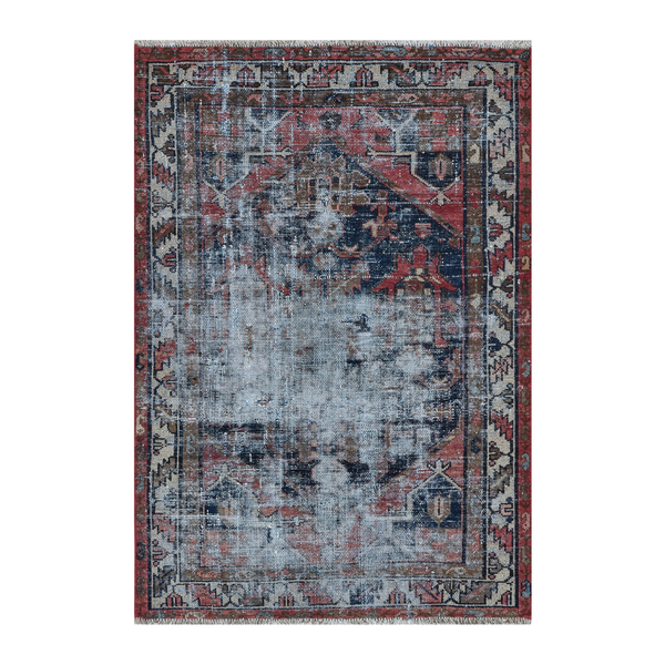 Persian Saveh accent rug in powder blue and faded red, 3'3" x 4'10"