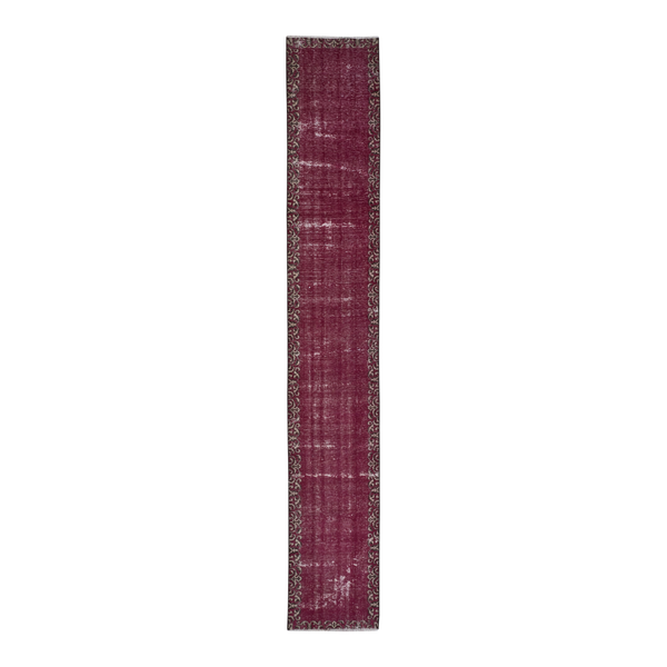 Persian Tabriz runner rug in burgundy and faded red, 2'6" x 15'7"