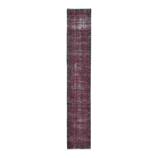 Persian Tabriz runner rug in burgundy and faded red, 2' x 11'9"