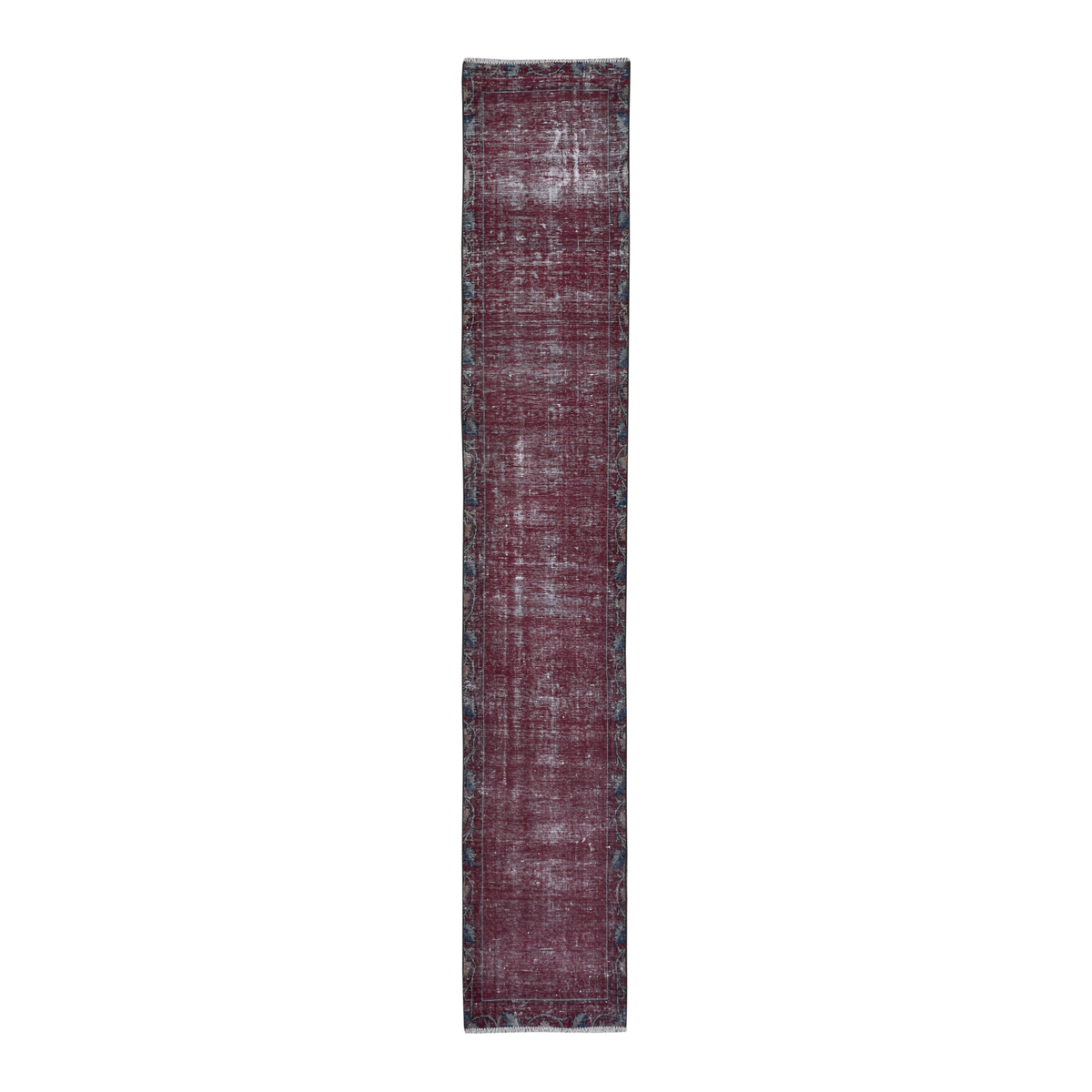 Persian Tabriz runner rug in burgundy and faded red, 2' x 11'9"