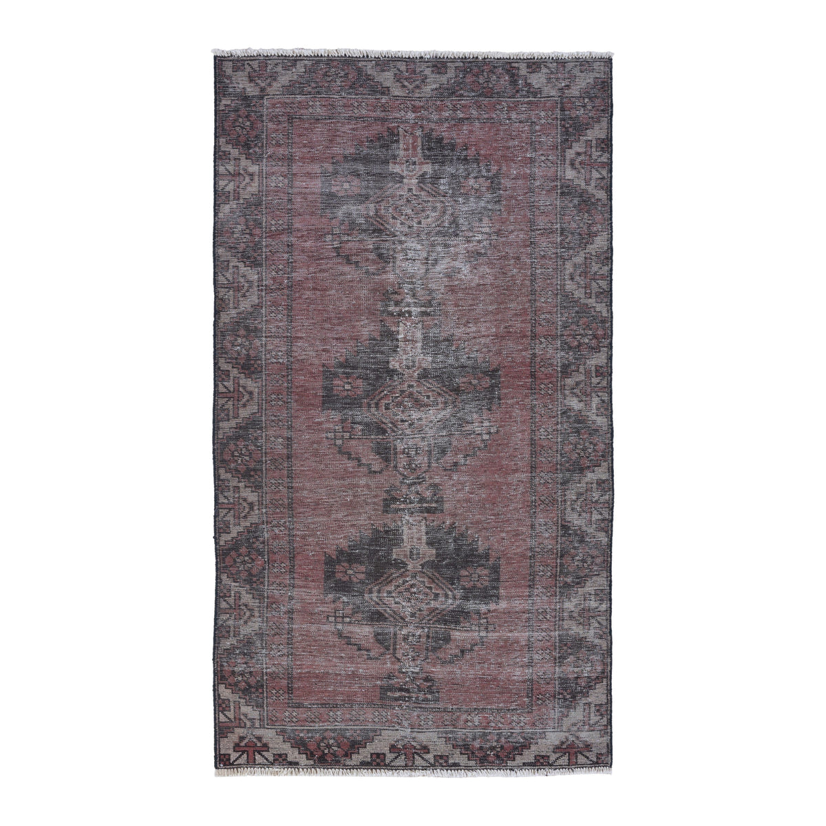 Persian Ferdos area rug in burgundy and faded red, 3'5" x 6'4"