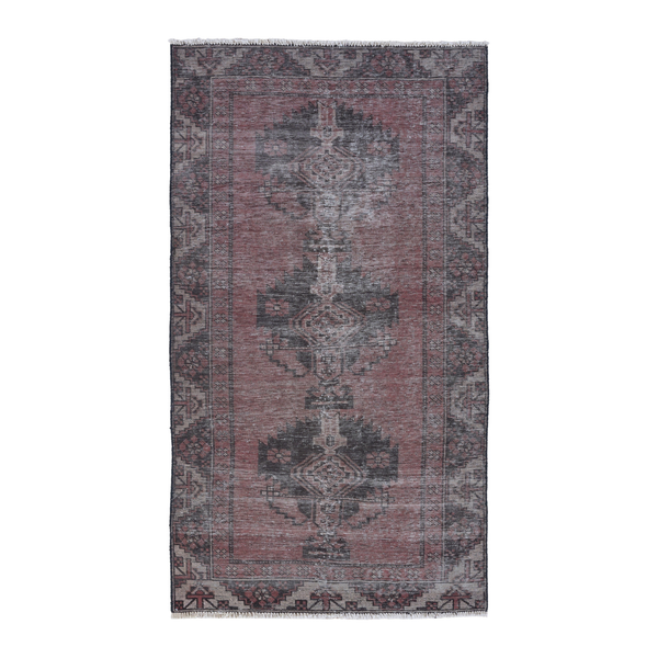 Persian Ferdos accent rug in burgundy and faded red, 3'5" x 6'4"