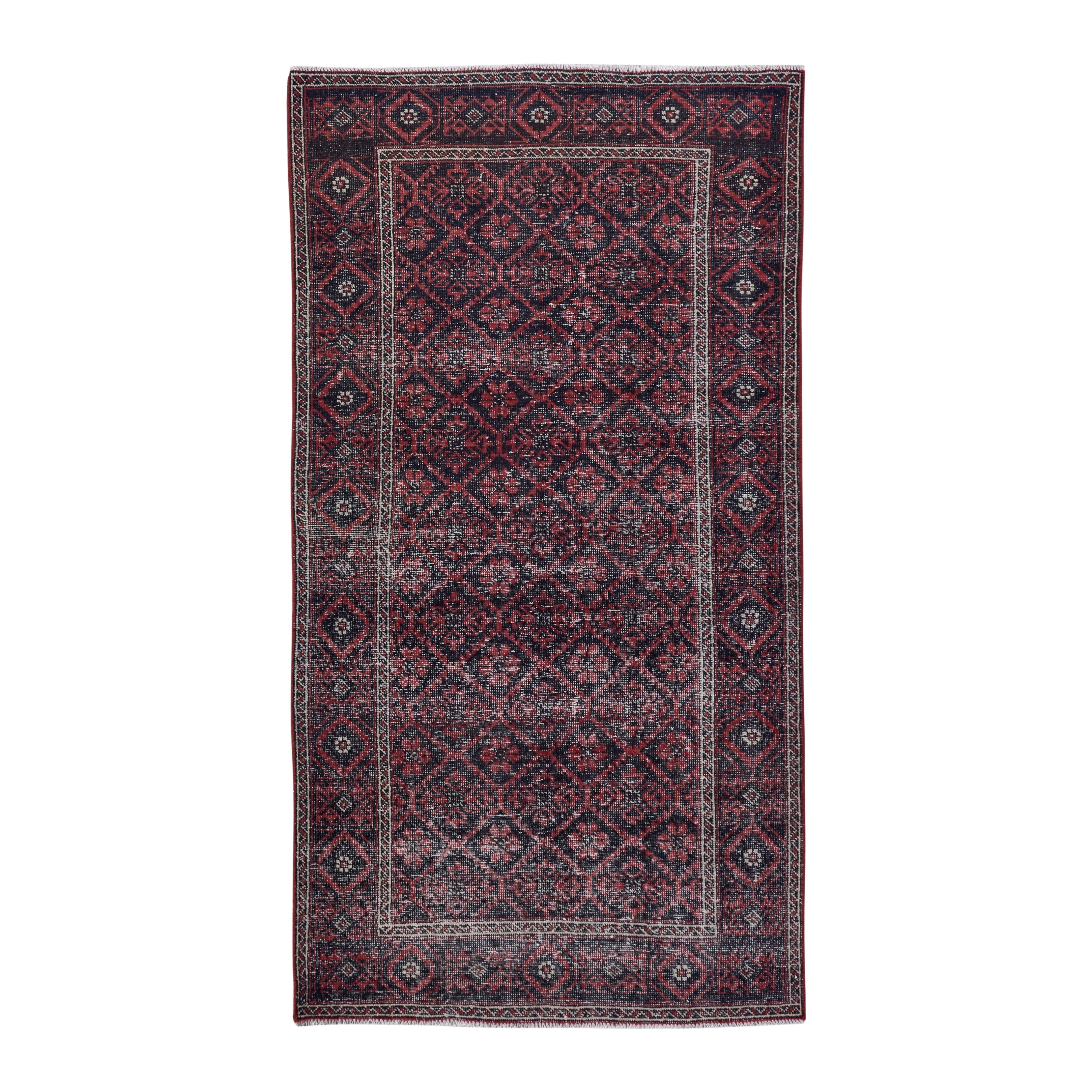 Persian Baluch area rug in burgundy and faded red, 4'3" x 7'10"