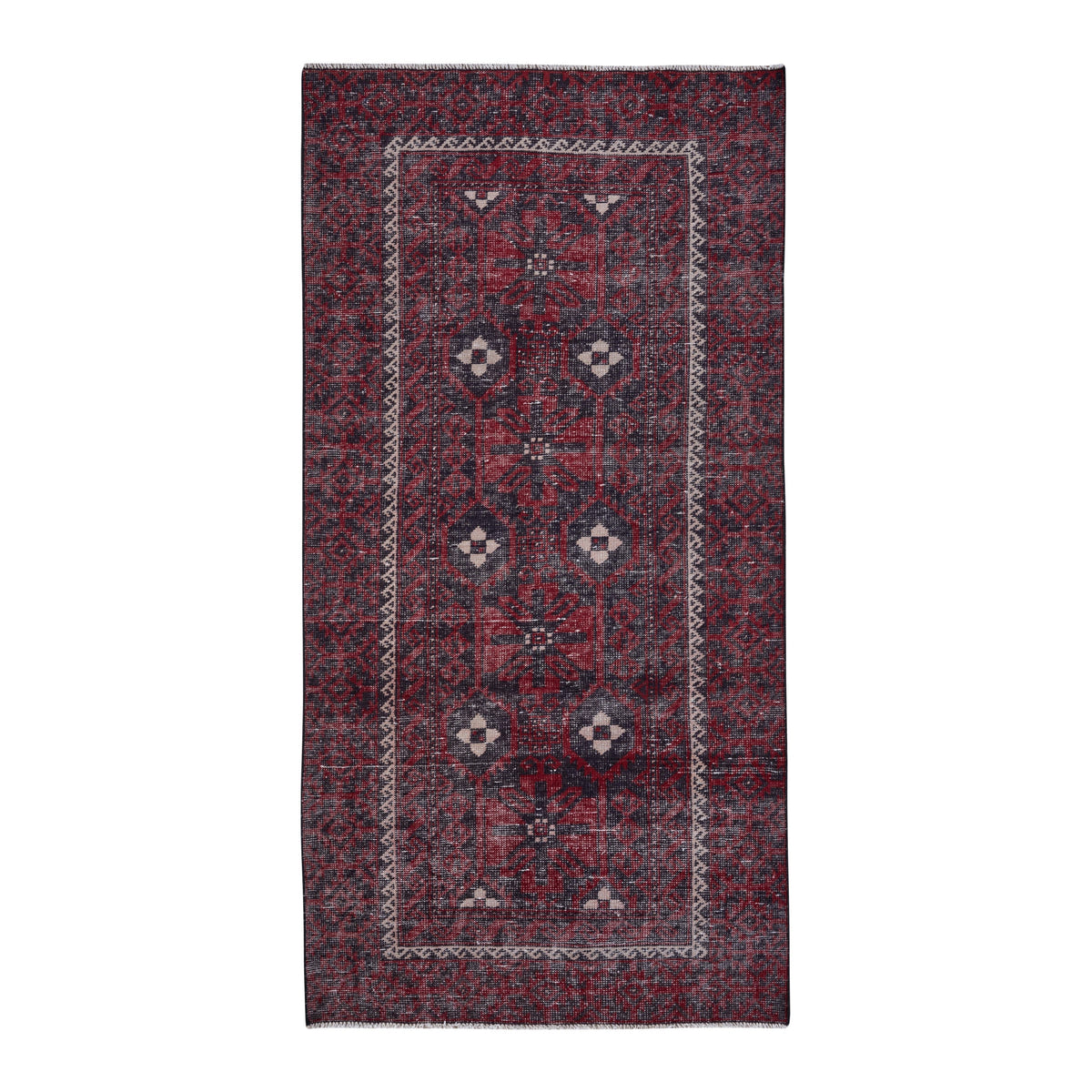 Persian Baluch area rug in burgundy and faded red, 4'2" x 8'6"