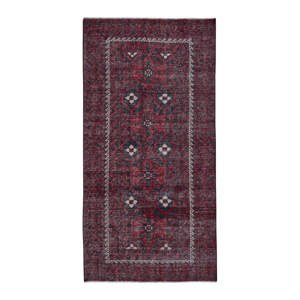 Persian Baluch runner rug in burgundy and faded red, 4'2" x 8'6"