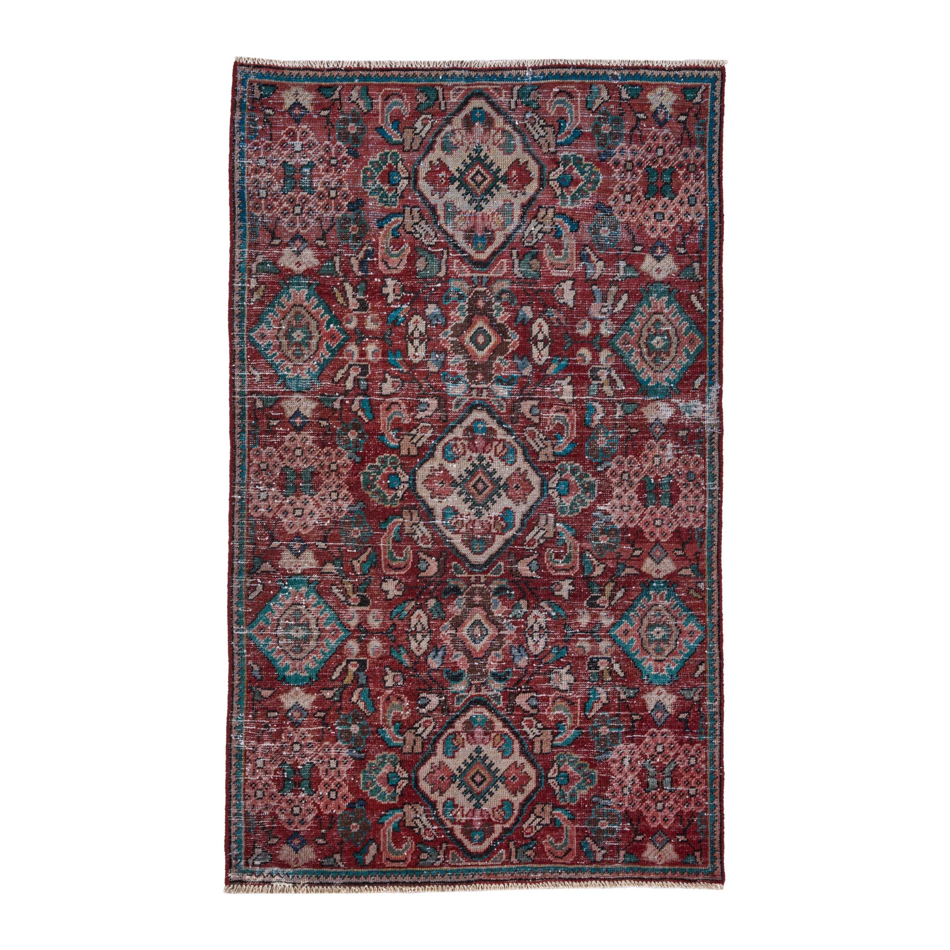 Persian Mahal accent rug in deep red and muted pink, 3'5" x 5'7"