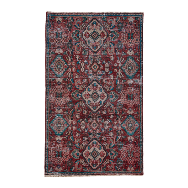 Persian Mahal accent rug in deep red and muted pink, 3'5" x 5'7"