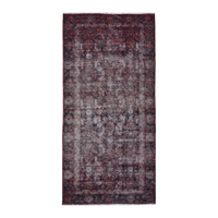 Persian Ferdos runner rug in faded red and burgundy, 3'7" x 7'2"