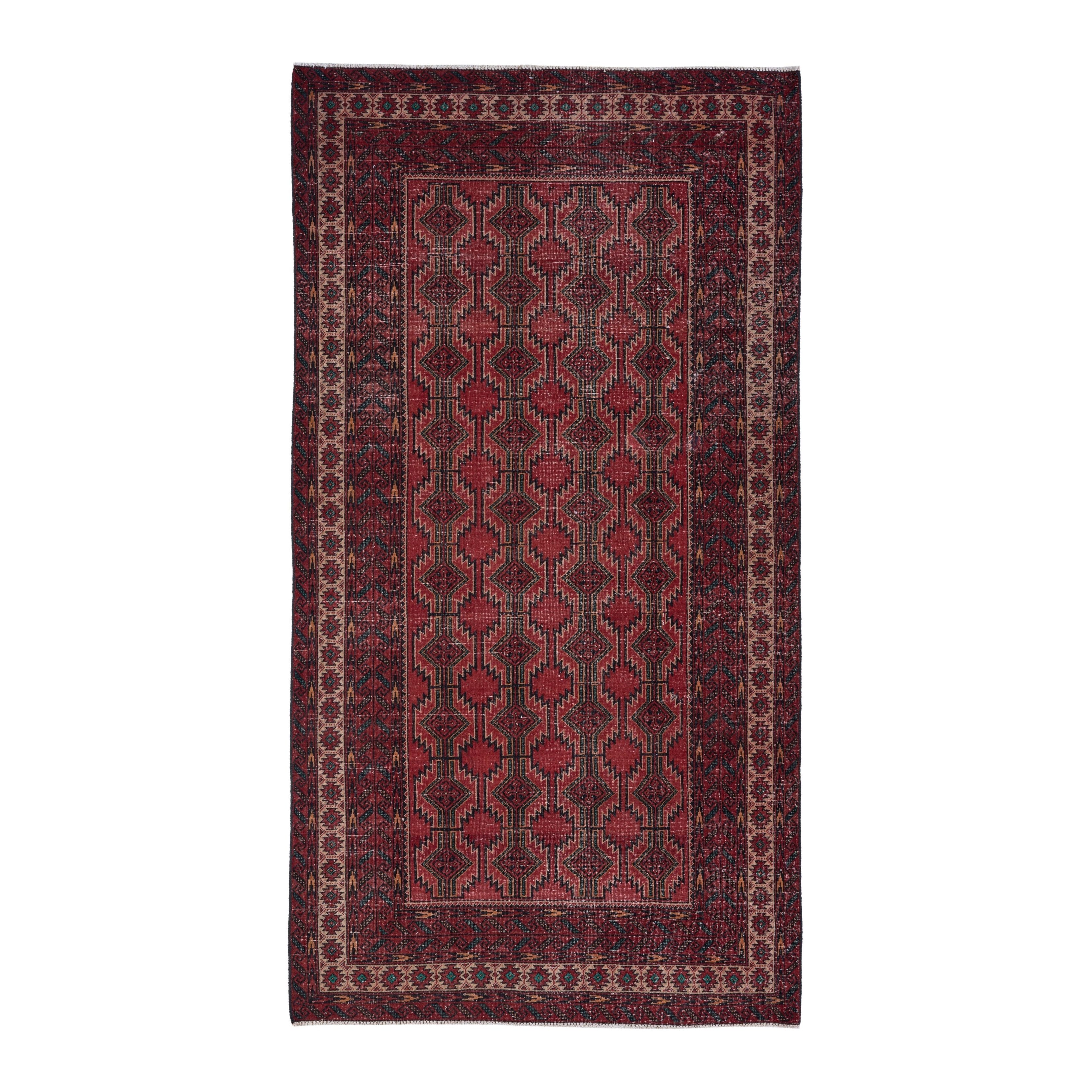 Persian Baluch area rug in deep red and burgundy, 4'8" x 8'10"