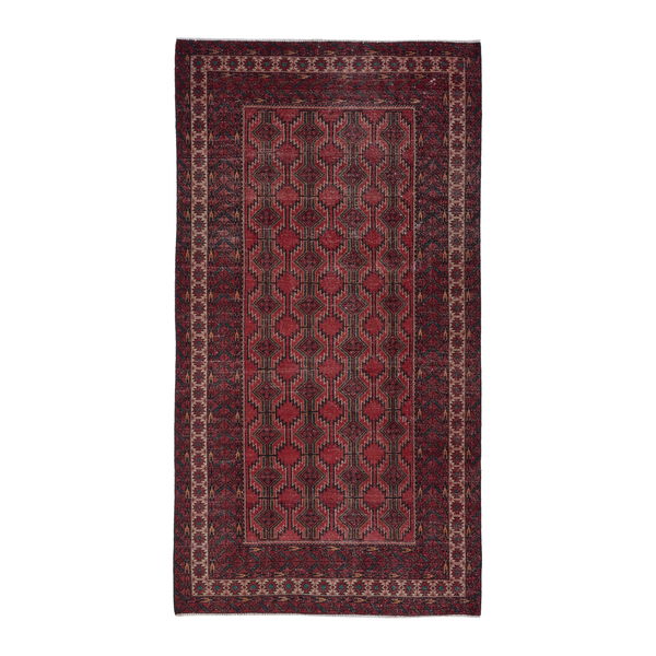 Persian Baluch area rug in deep red and burgundy, 4'8" x 8'10"