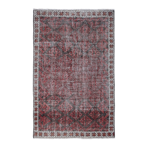 Persian Baluch accent rug in burgundy and faded red, 3'6" x 5'7"