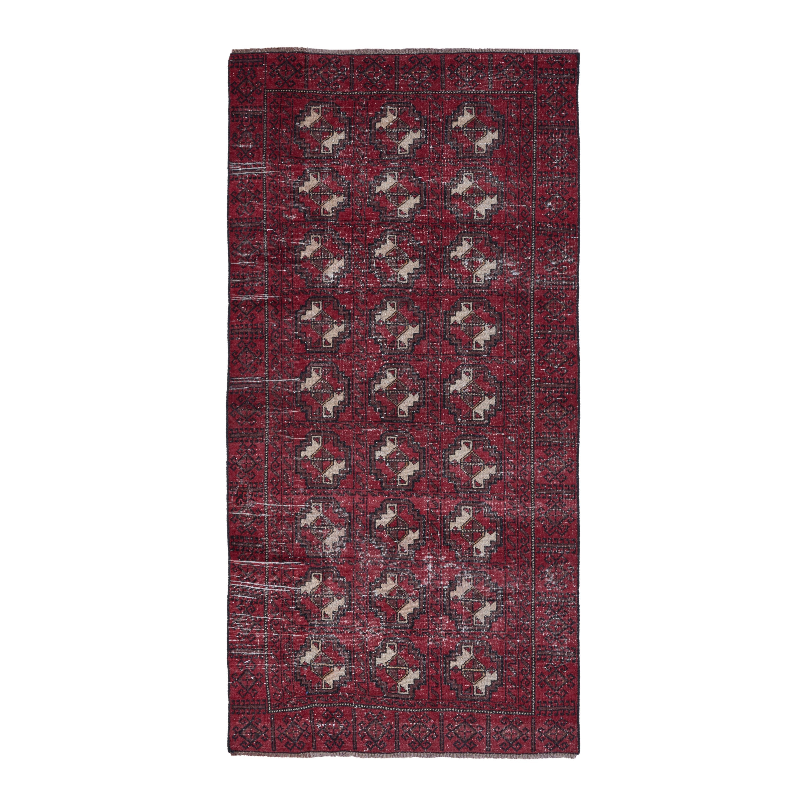 Persian Baluch area rug in burgundy and cream, 3'4" x 6'7"