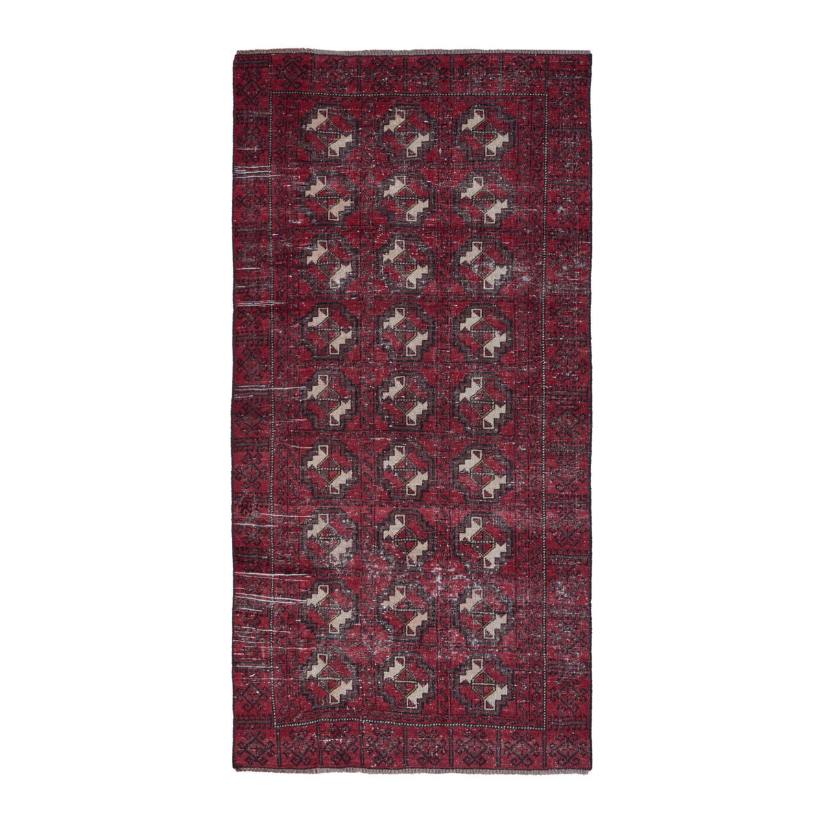 Persian Baluch area rug in burgundy and cream, 3'4" x 6'7"