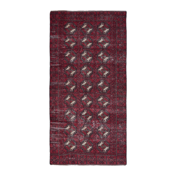 Persian Baluch accent rug in burgundy and cream, 3'4" x 6'7"