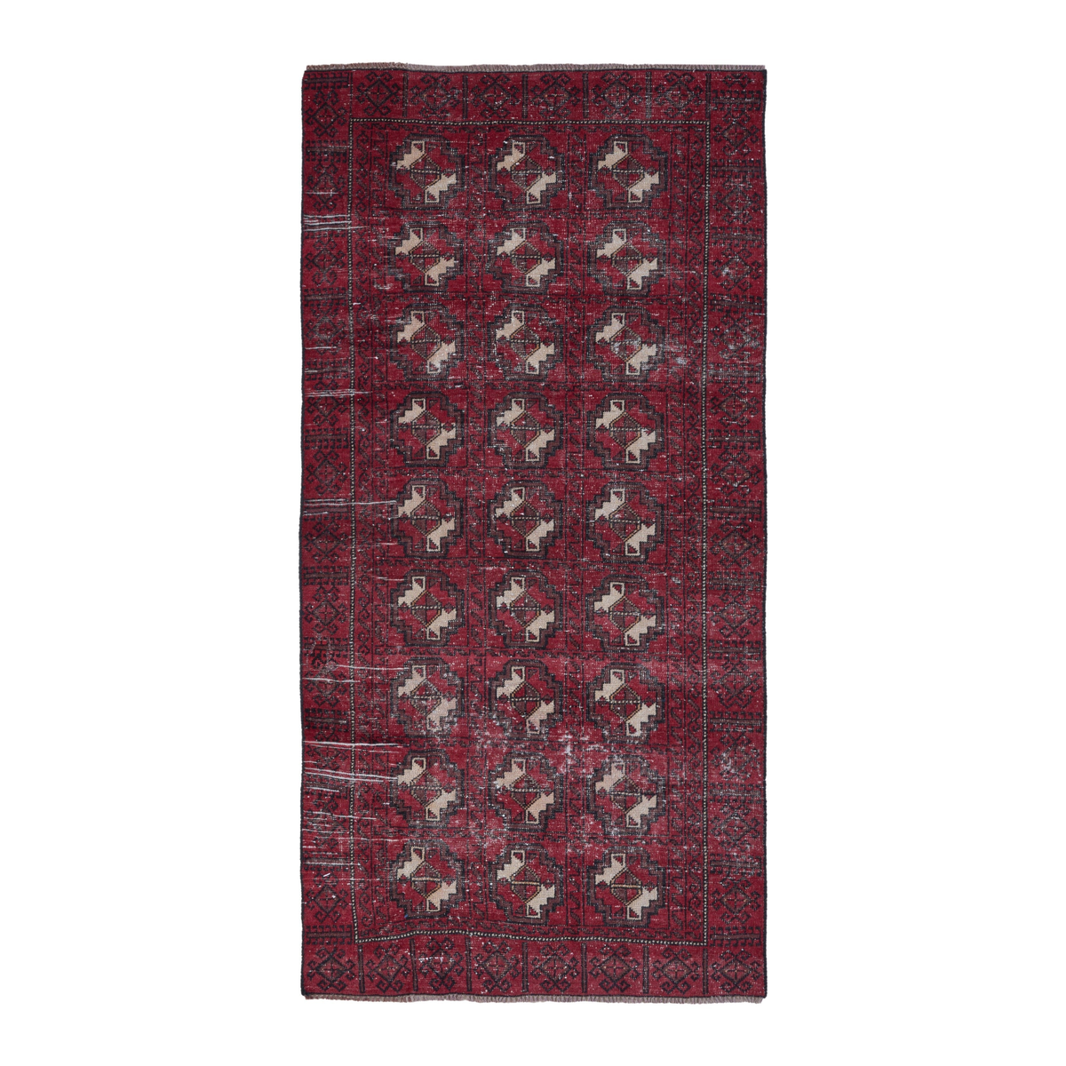 Persian Baluch accent rug in burgundy and cream, 3'4" x 6'7"