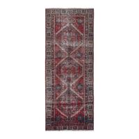 Persian Ardabil runner rug in deep red and charcoal, 2'9" x 6'5"