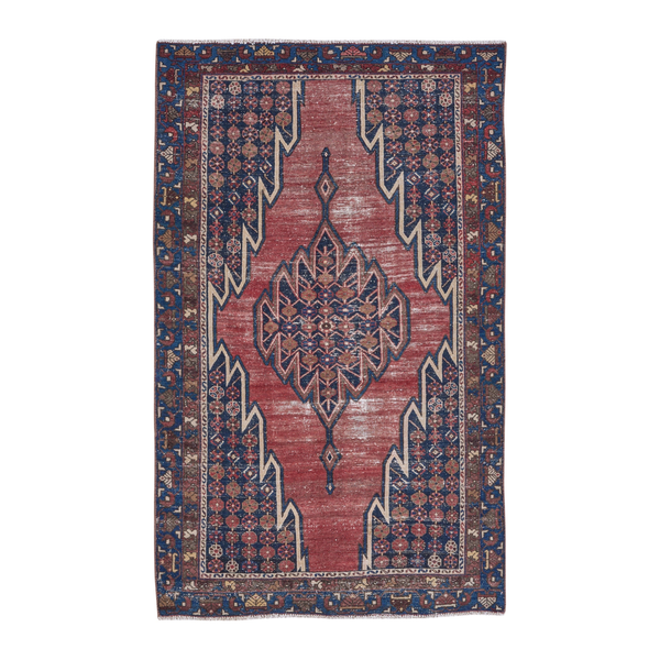 Persian Saveh accent rug in rust and navy, 3'10" x 6'3"