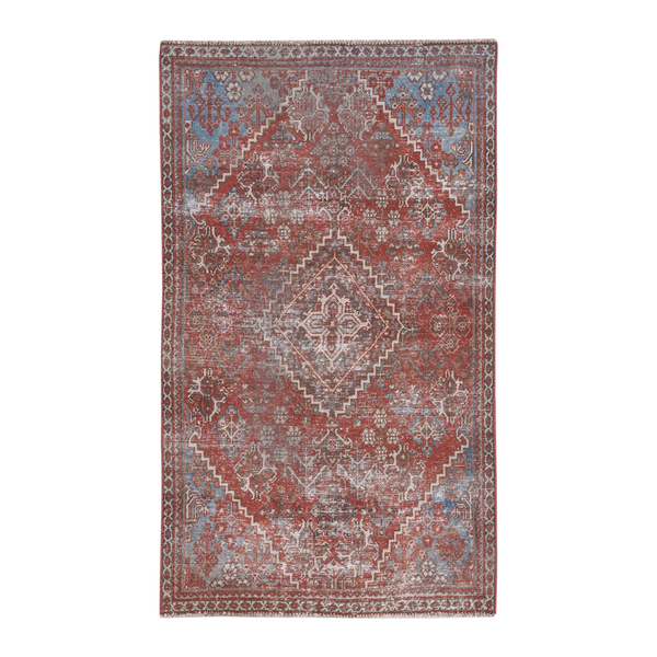 Persian Joshaghan accent rug in faded red and cream, 3'4" x 5'5"