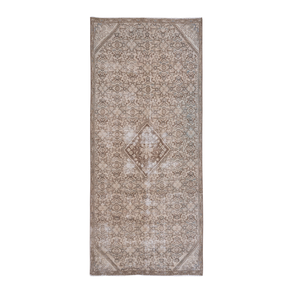Persian Hamadan runner rug in taupe and greige, 4'6" x 9'8"