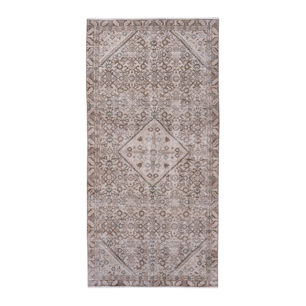 Persian Hamadan runner rug in taupe and greige, 4'8" x 9'10"