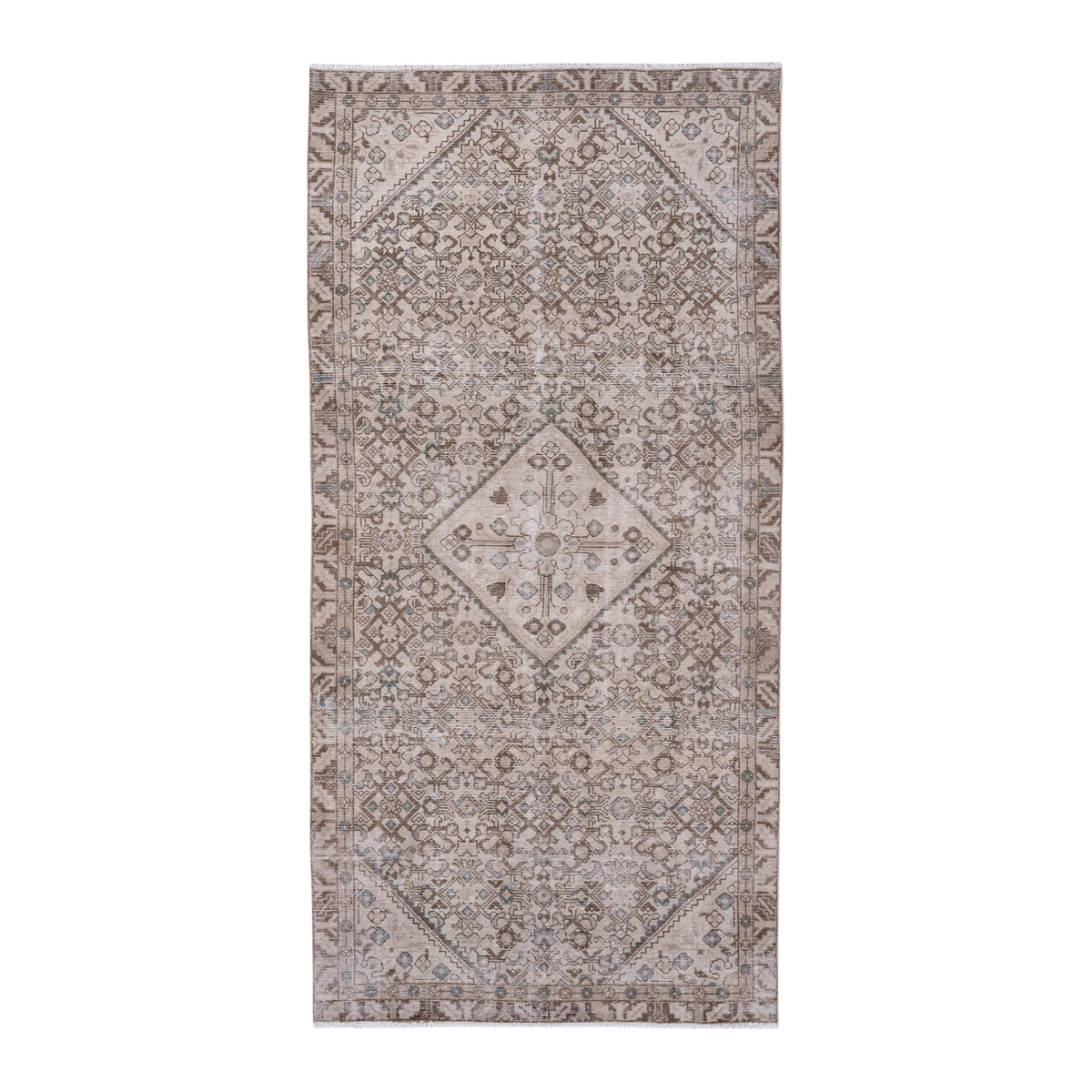 Persian Hamedan area rug in taupe and greige, 4'8" x 9'10"