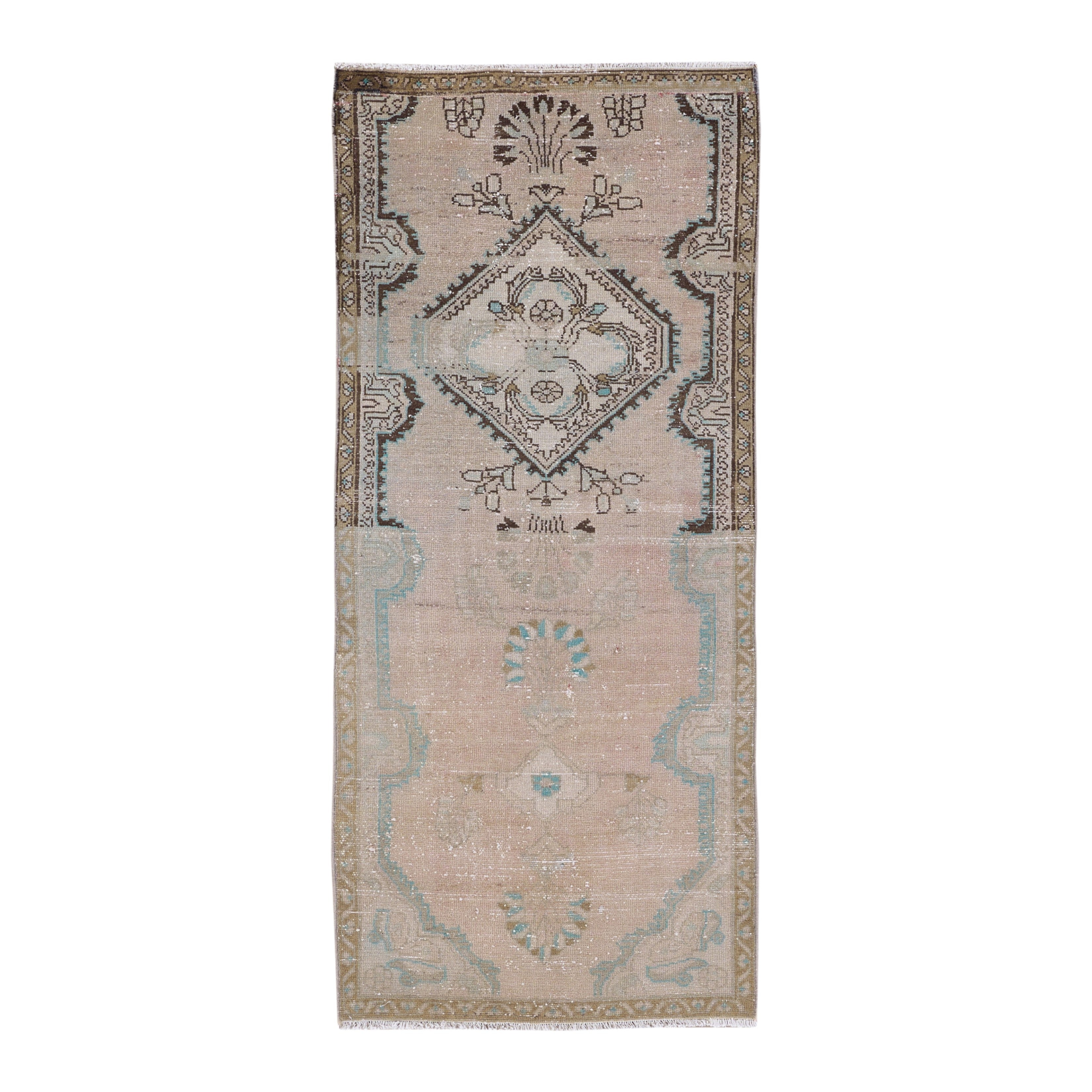 Persian Hamedan runner rug in muted pink and smoke, 2'9" x 6'6"