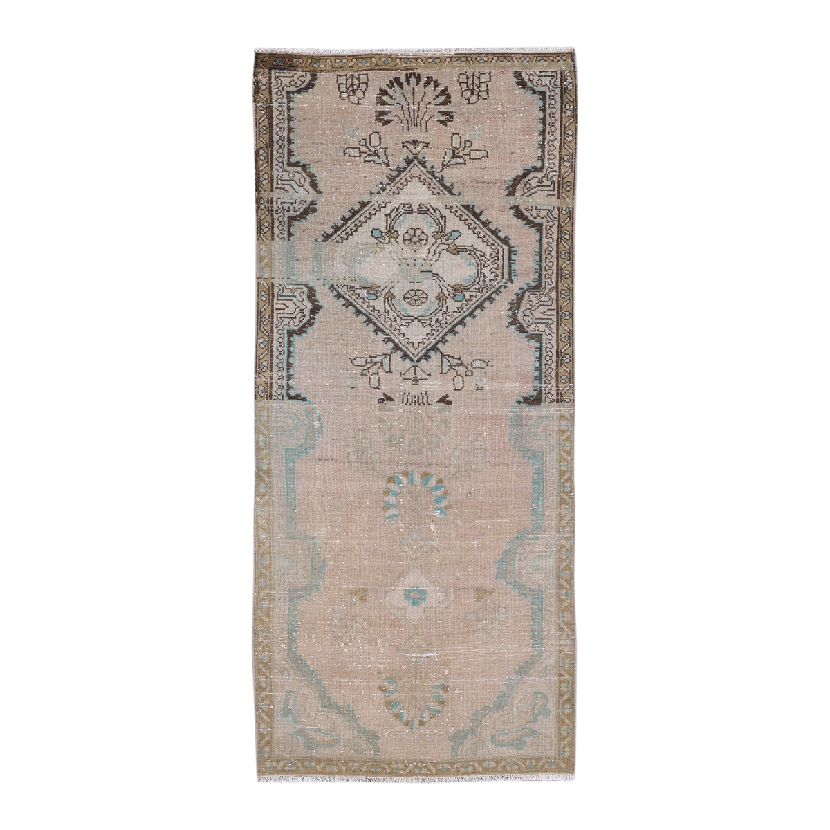 Persian Hamadan runner rug in muted pink and smoke, 2'9" x 6'6"