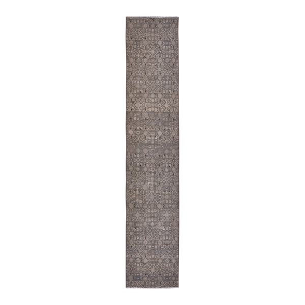 Persian Hamadan runner rug in taupe and stone, 2'7" x 12'8"