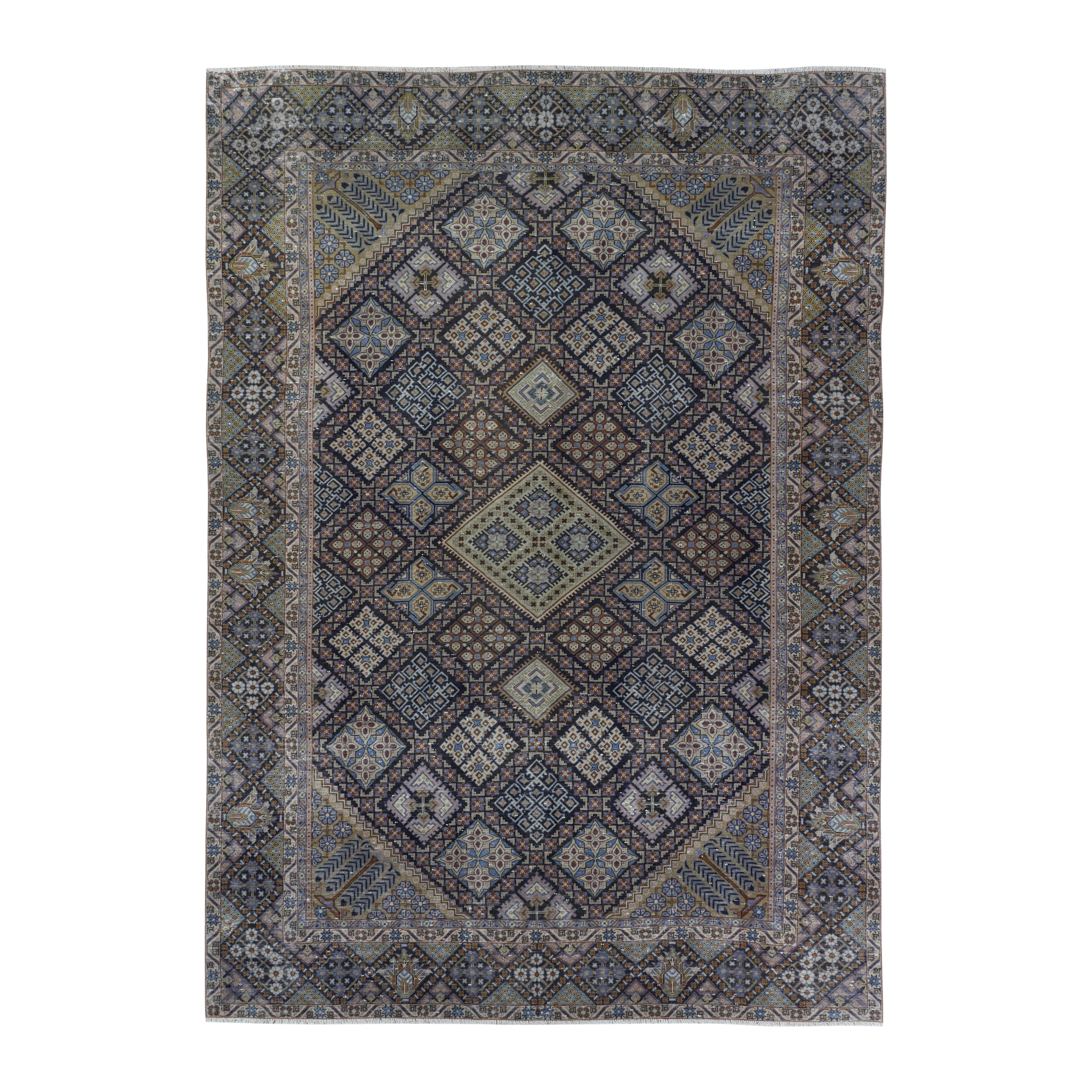 Persian Najafabad oversized rug in charcoal and sage, 9'1" x 12'10"