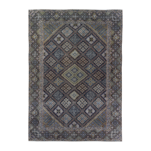 Persian Najafabad oversized rug in charcoal and sage, 9'1" x 12'10"