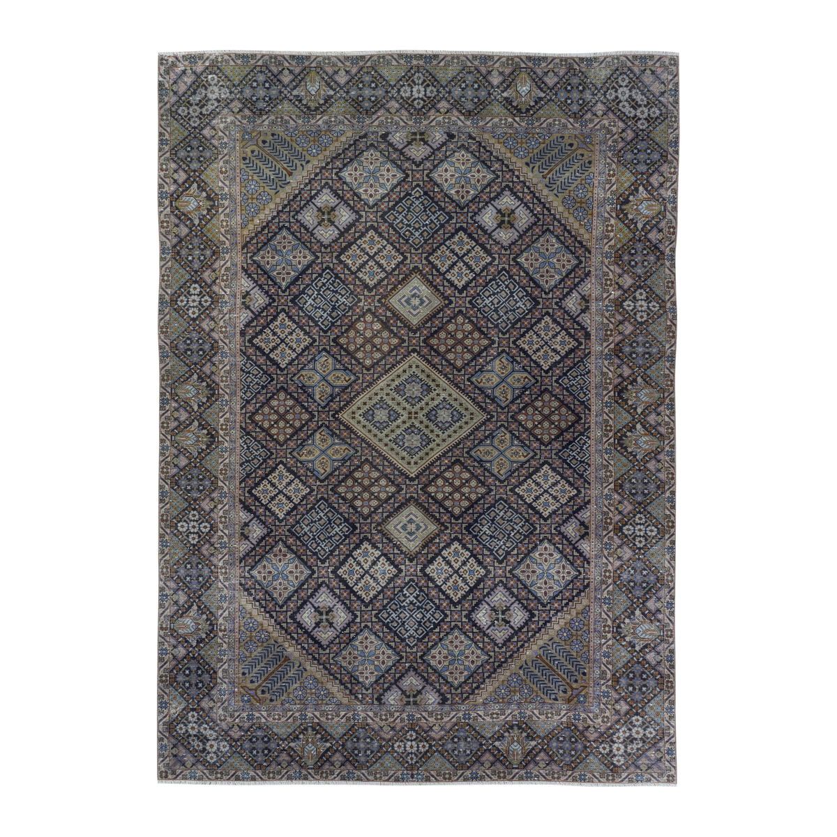 Persian Najafabad oversized rug in charcoal and sage, 9'1" x 12'10"