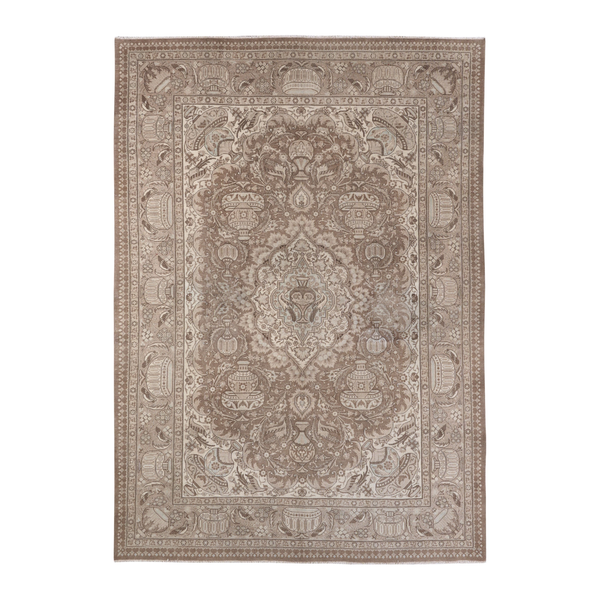 Persian Kashmar oversized rug in taupe and greige, 8' x 10'11"