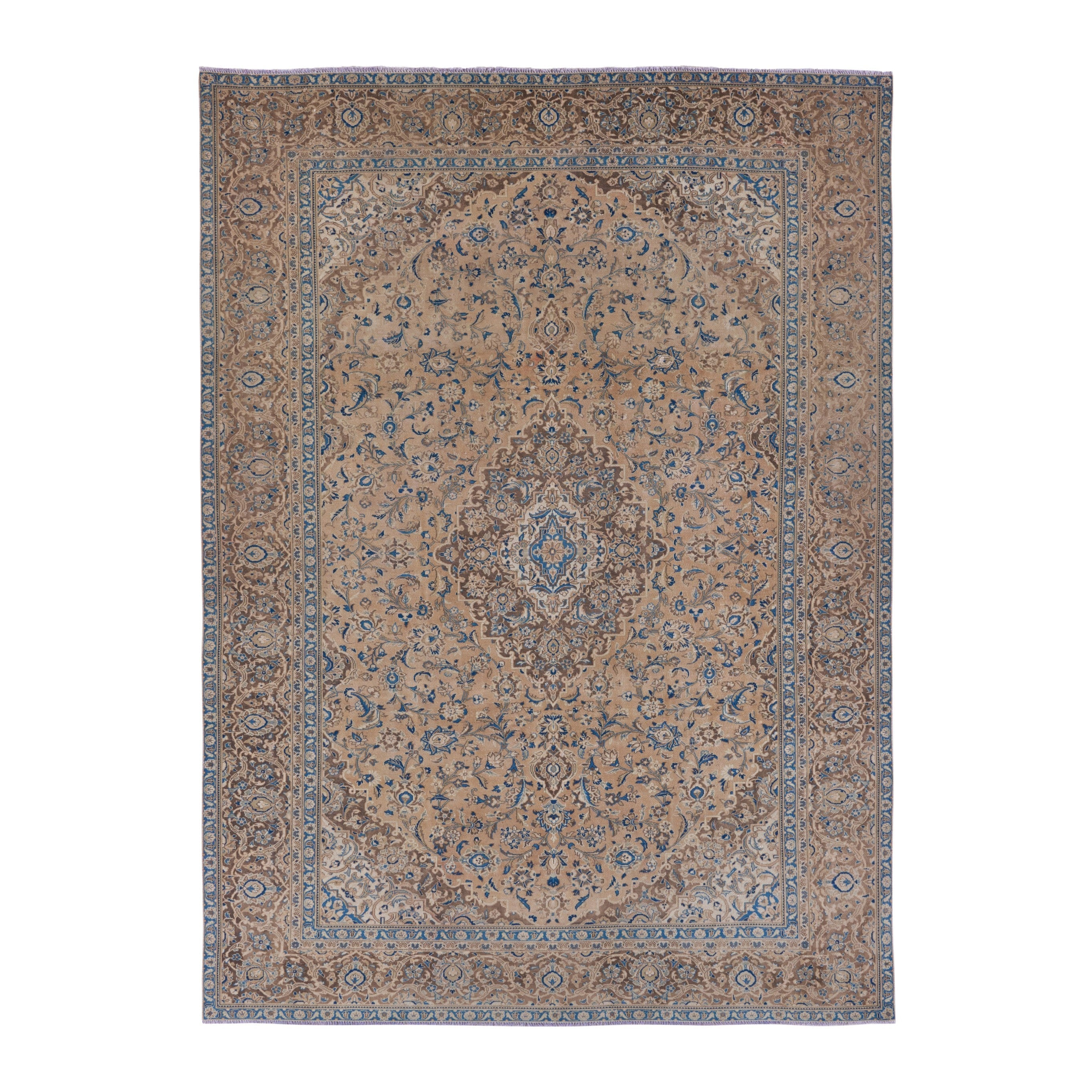 Persian Kashan oversized rug in tan and taupe, 9'3" x 12'10"