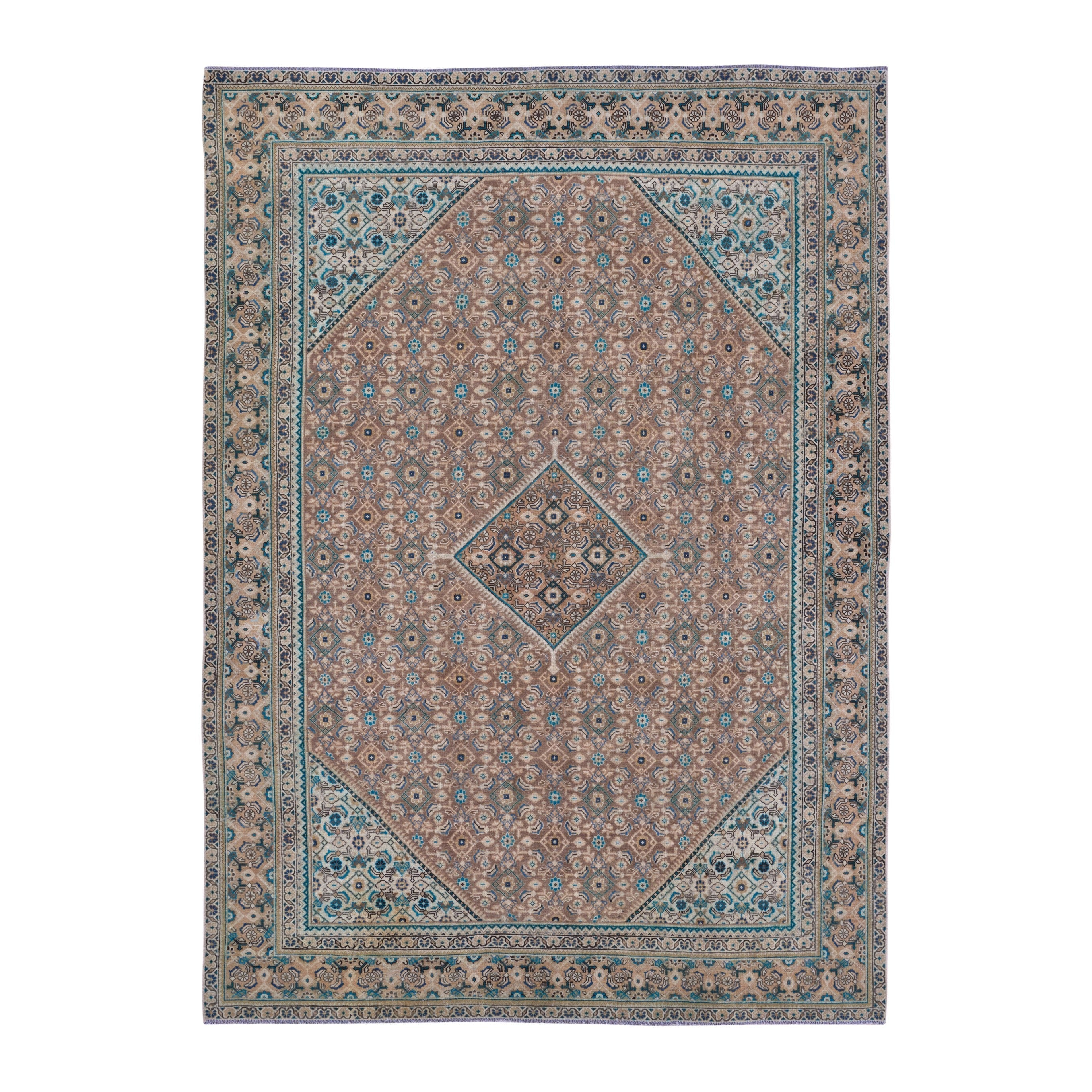 Persian Mahal oversized rug in terracotta and teal, 9'1" x 12'10"